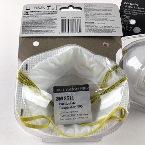 3M R8511-2 N95 Valved Sanding and Fiberglass Respirator 2- 2-Packs