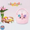 JIZWPOOM Easter Basket - Easter Baskets for Kids, Pink Plush Easter Bunny Baskets, Girls Easter Basket Empty, Cute Kids Bunny Basket for Boys Easter Gifts Easter Decor