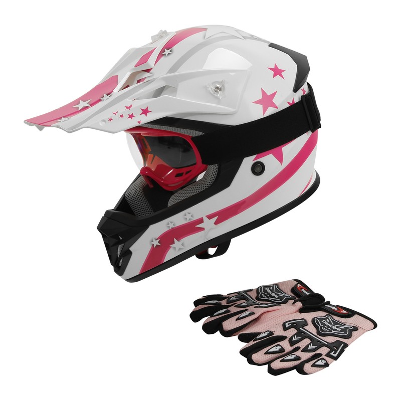 Full Face Dot Kids Off Road Motocross Atv Pink White Us