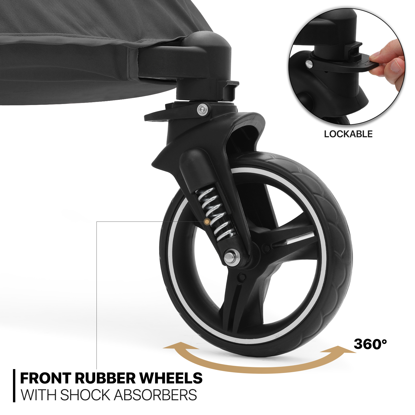 Folding 3-Wheel Dog Stroller Breathable Pet Travel Carrier w/Skylight+Wheel Lock