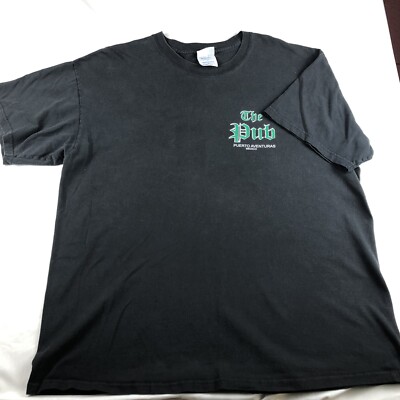 The Pub Puerto Aventuras Mexico t-shirt Black Size XL short sleeve logos casual