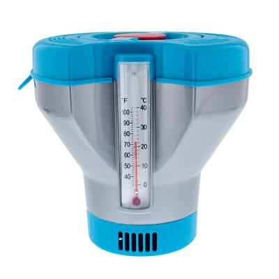 Deluxe Pool Cleaner Floater Dispenser, Dual Thermometers, Holds 3", 4" Tablets