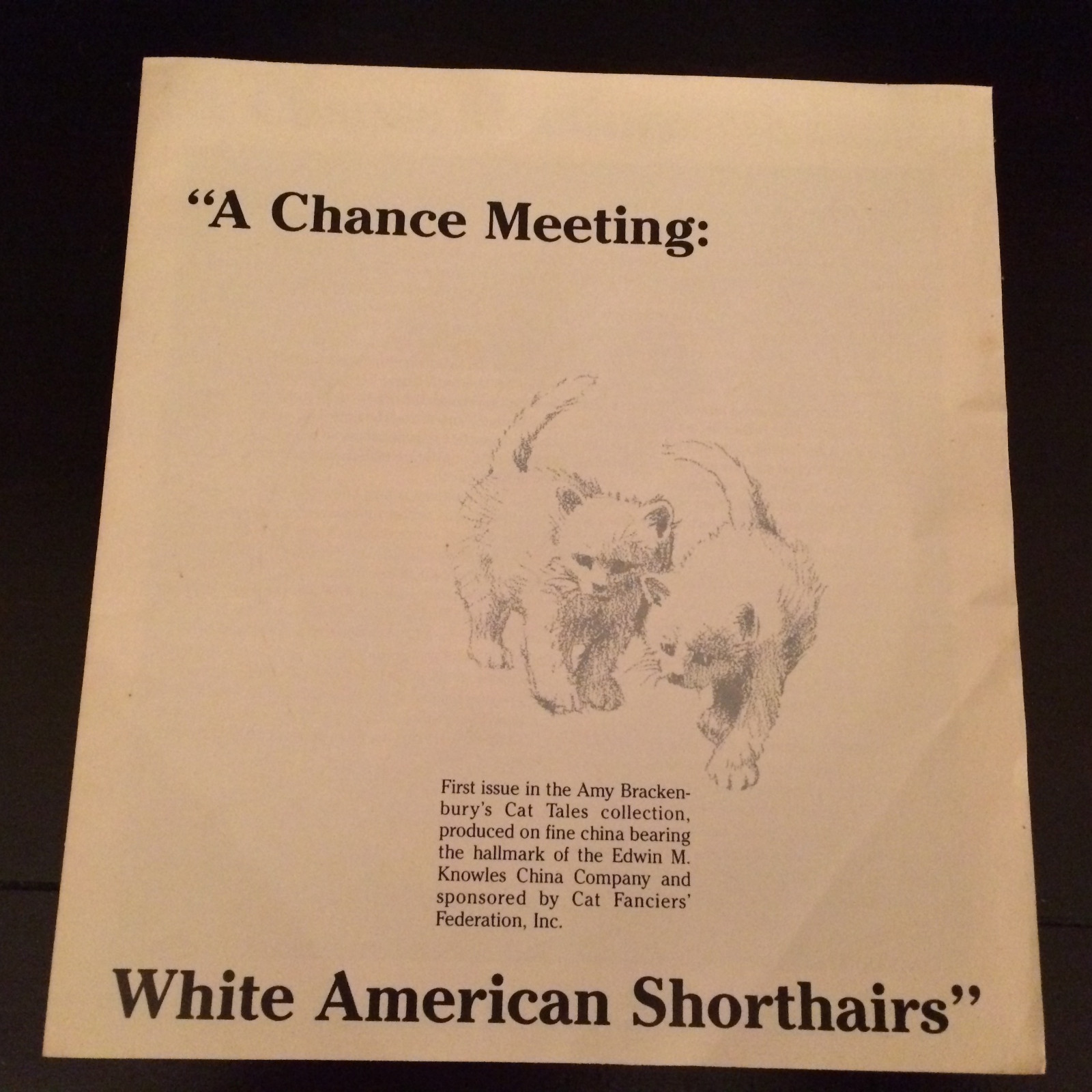 Knowles 1987 White American Shorthairs Cat Plate Amy Brackenbury Cat Tales