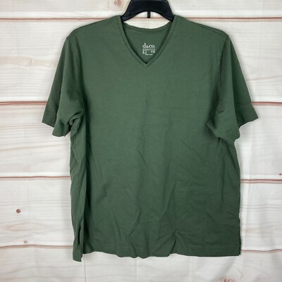 Denim & Co Top Womens 1X Green Essentials Short Sleeve Oversized V-neck T-Shirt