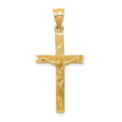 Avariah Solid 14k Yellow Gold Crucifix Pendant - 34mm