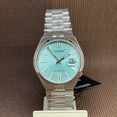Pre-owned Citizen Tsuyosa Nj0151-88m Automatic Turquoise Analog Sapphire Glass Men's Watch