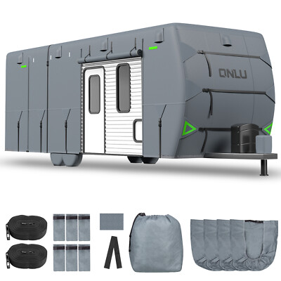 Onlu Waterproof 7-Ply RV Cover Travel Trailer Anti-UV Camper Storage 22'-33'
