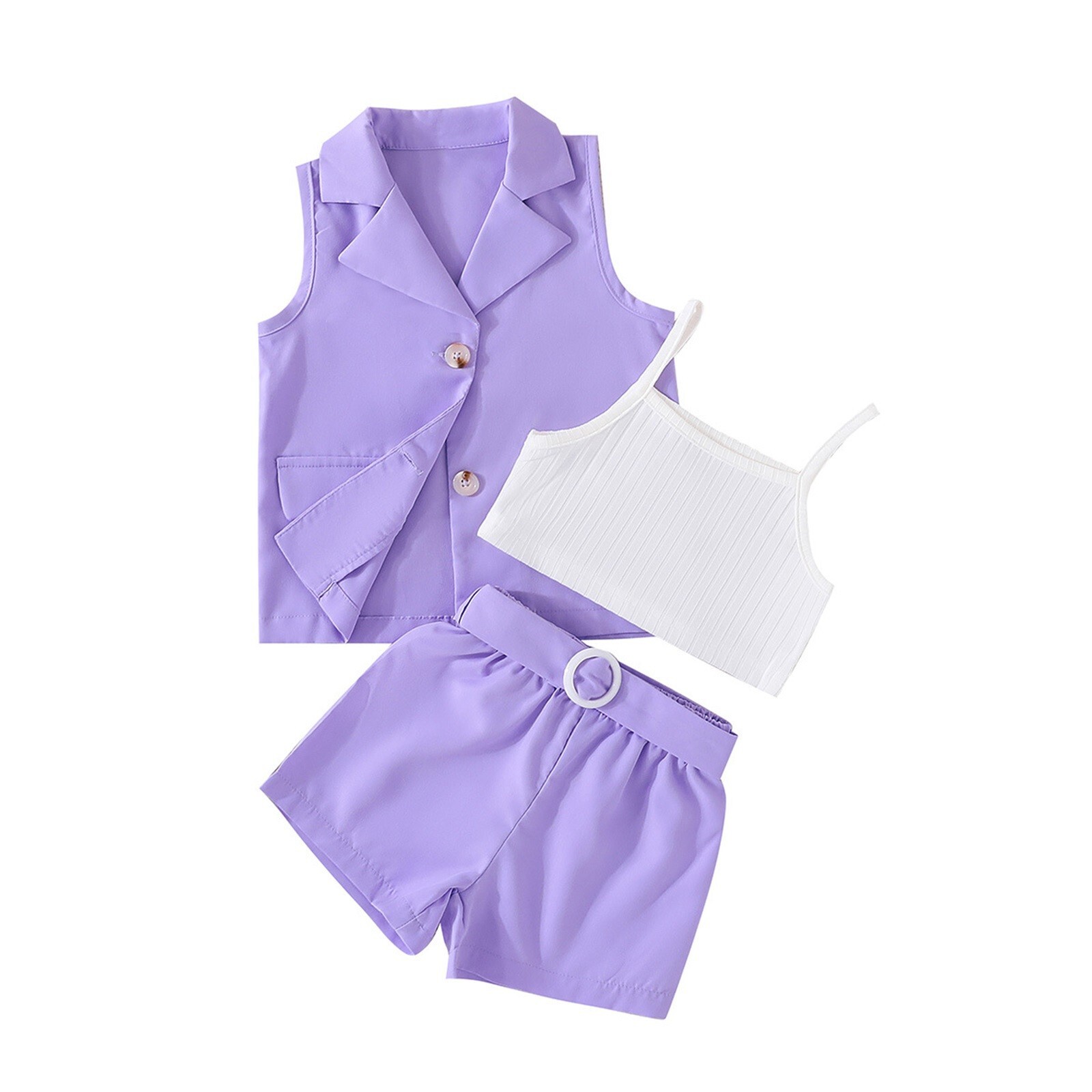 Little Child Girls Suit Undershirt Jacket Camisole Bottoming Shorts Summer Hot