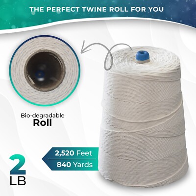 Cotton String Farm Cooking Twine Cone 2,520 Ft 16 Ply White Craft Gardening Rope