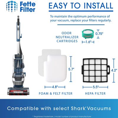 AZ3000 Vacuum Filter Kit and Odor Kit Compatible with Shark Stratos Upright Vac.