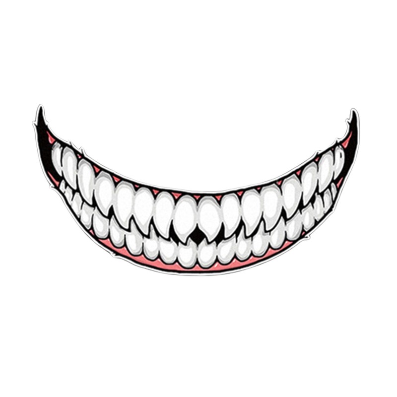 Personality Teeth Sticker Decal Set Hard Hat Motorcycle Helmet Toolbox Car