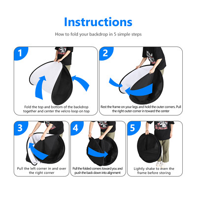 Neewer Black White Double Sided Pop Out Collapsible Muslin Backdrop Background