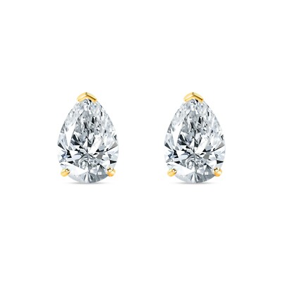 Pre-owned Shine Brite With A Diamond 5.50 Ct Pear Teardrop Cut Earrings Studs Solid 14k Yellow Gold Screw Back Basket In White/colorless