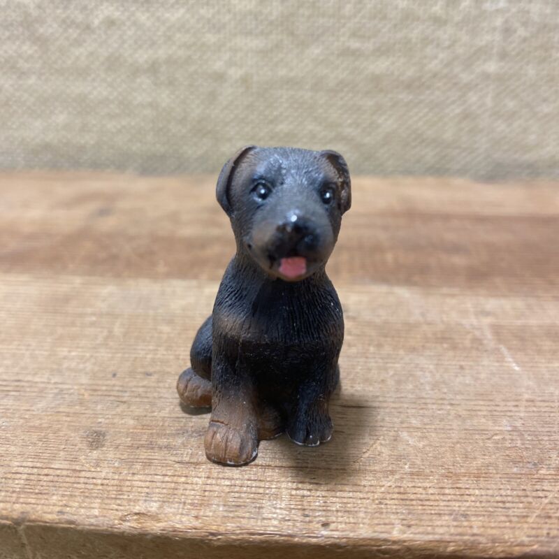 Rottweiler Small Puppy Dog Standing Resin Figurine Realistic Miniature