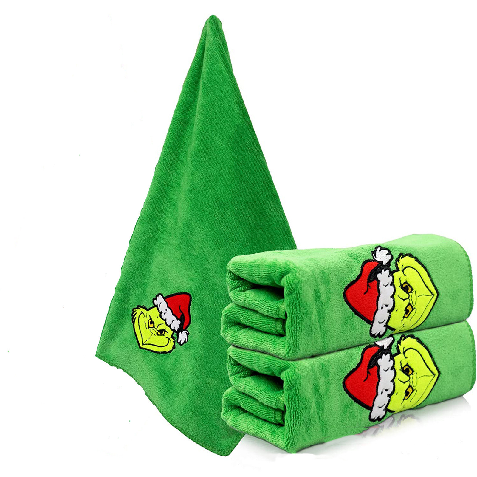 2PCS Christmas Grinch Kitchen Towels Merry Grinchmas Holiday Decorations 20*10in