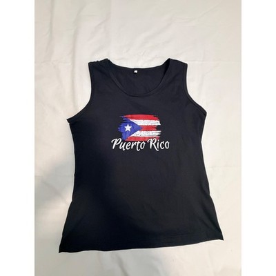 Puerto Rico Flag Graphic Tank Top Mens 2XL Black Sleeveless Shirt PR Distressed