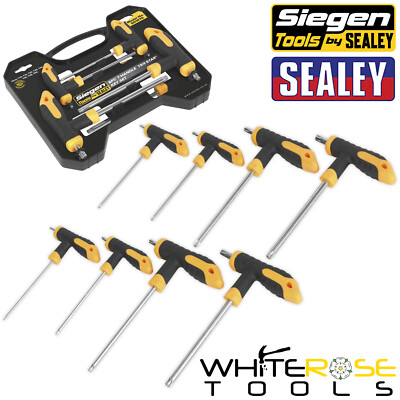 Siegen T-Handle Trx Star Security Torx Key Set T10-T50 T-Bar Comfort Grip 8pc