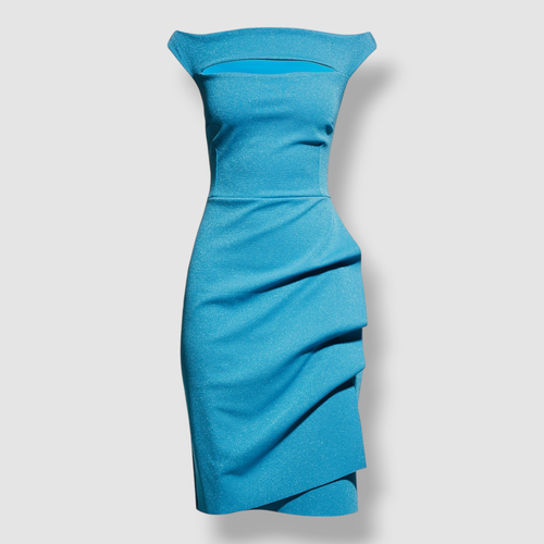 Pre-owned Chiara Boni La Petite Robe $751 Chiara Boni Women Blue Melania Sugar Draped Cutout Dress Size 50