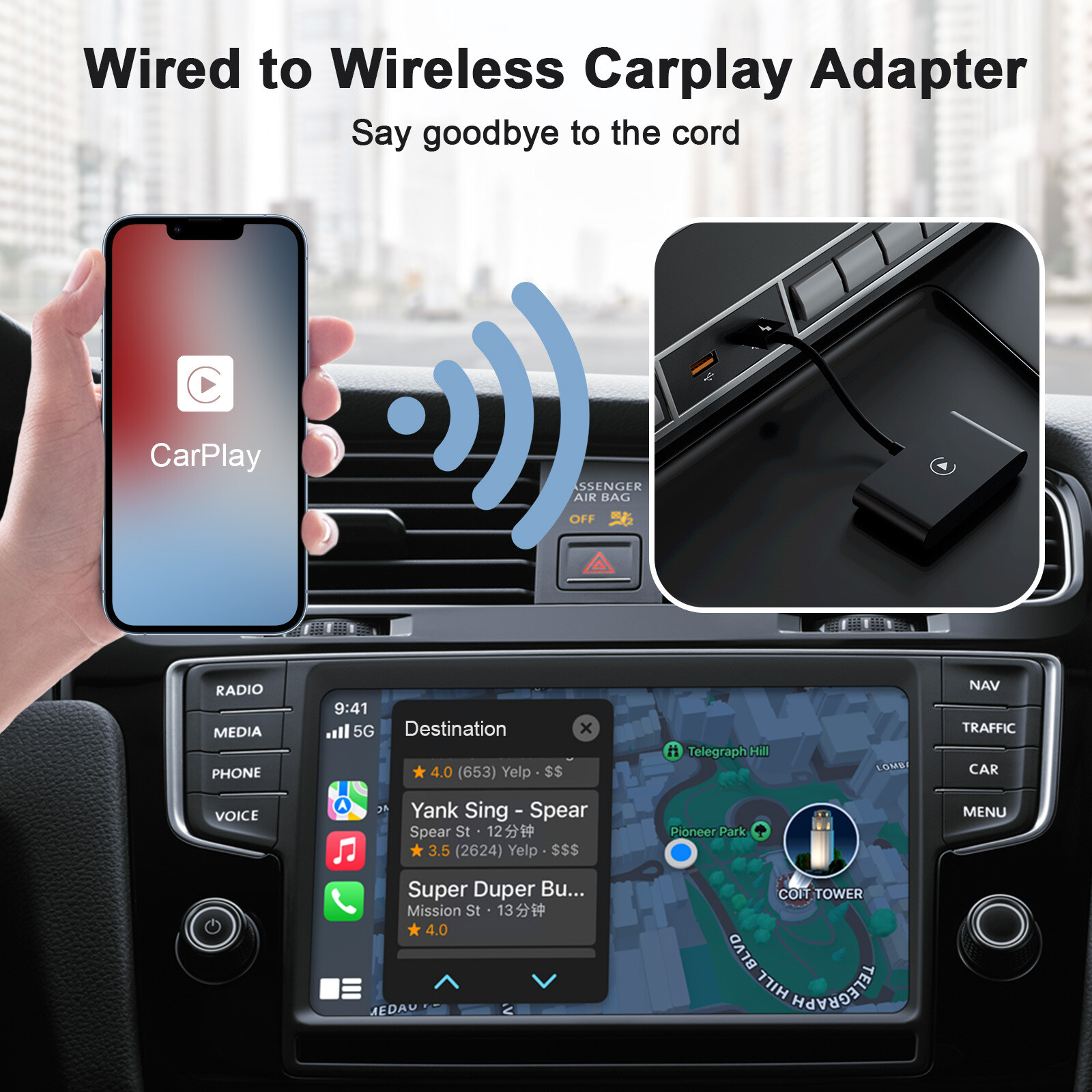 Wireless CarPlay Adapter Dongle USB For Apple iOS 10+ Car Auto Navigation Player