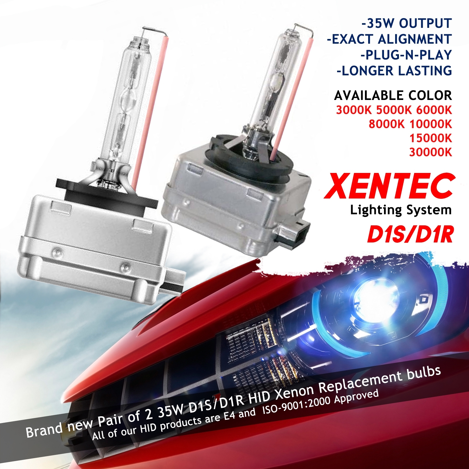 Xentec Xenon Lights Bulbs HID Kit D1S D1R 3000K 5000K 6000K 8000K