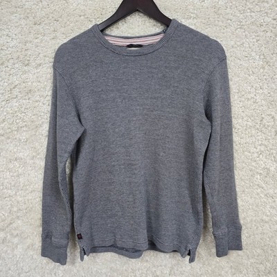 Relwen Thermal Waffle Knit Shirt Mens Small Grey Long Sleeve Crew Neck Rugged