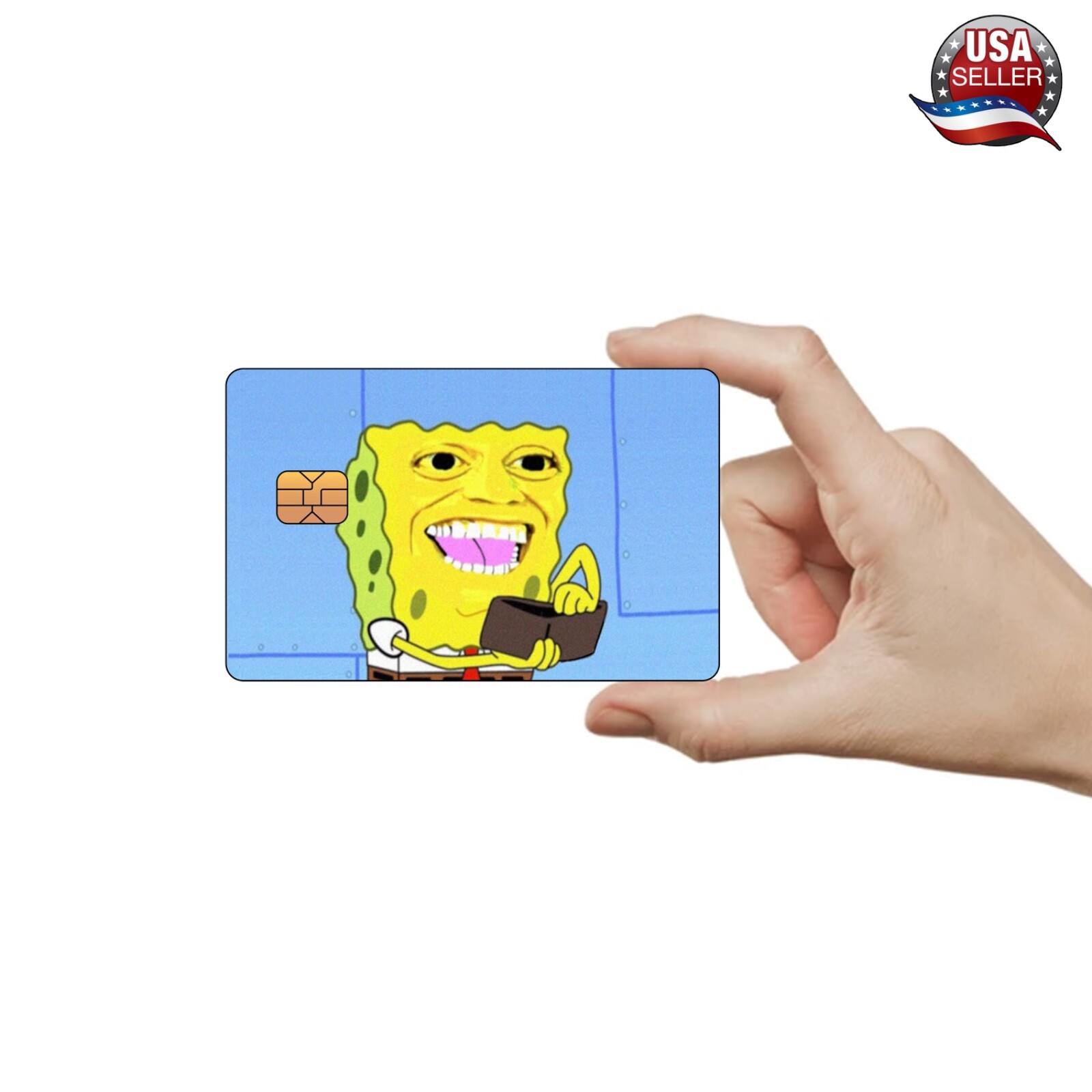 Funny SpongeBob Money Credit / Debit Card Skin Cover Decal Sticker *SMALL CHIP