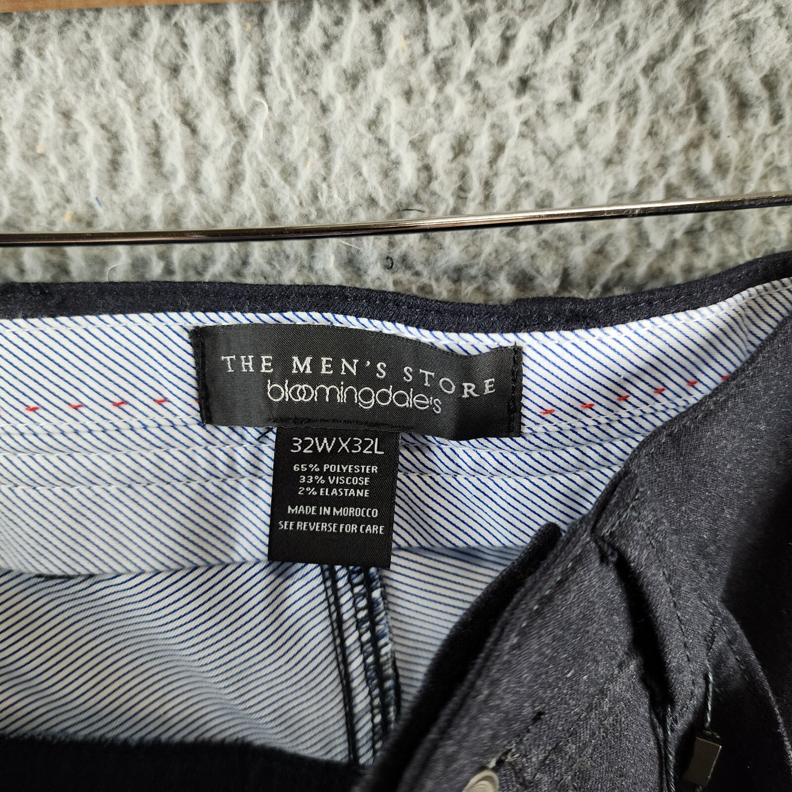 The Men's Store at Bloomingdale's Flannel Tailored Fit Pants Men's 32Wx32L Navy - Picture 10 of 16