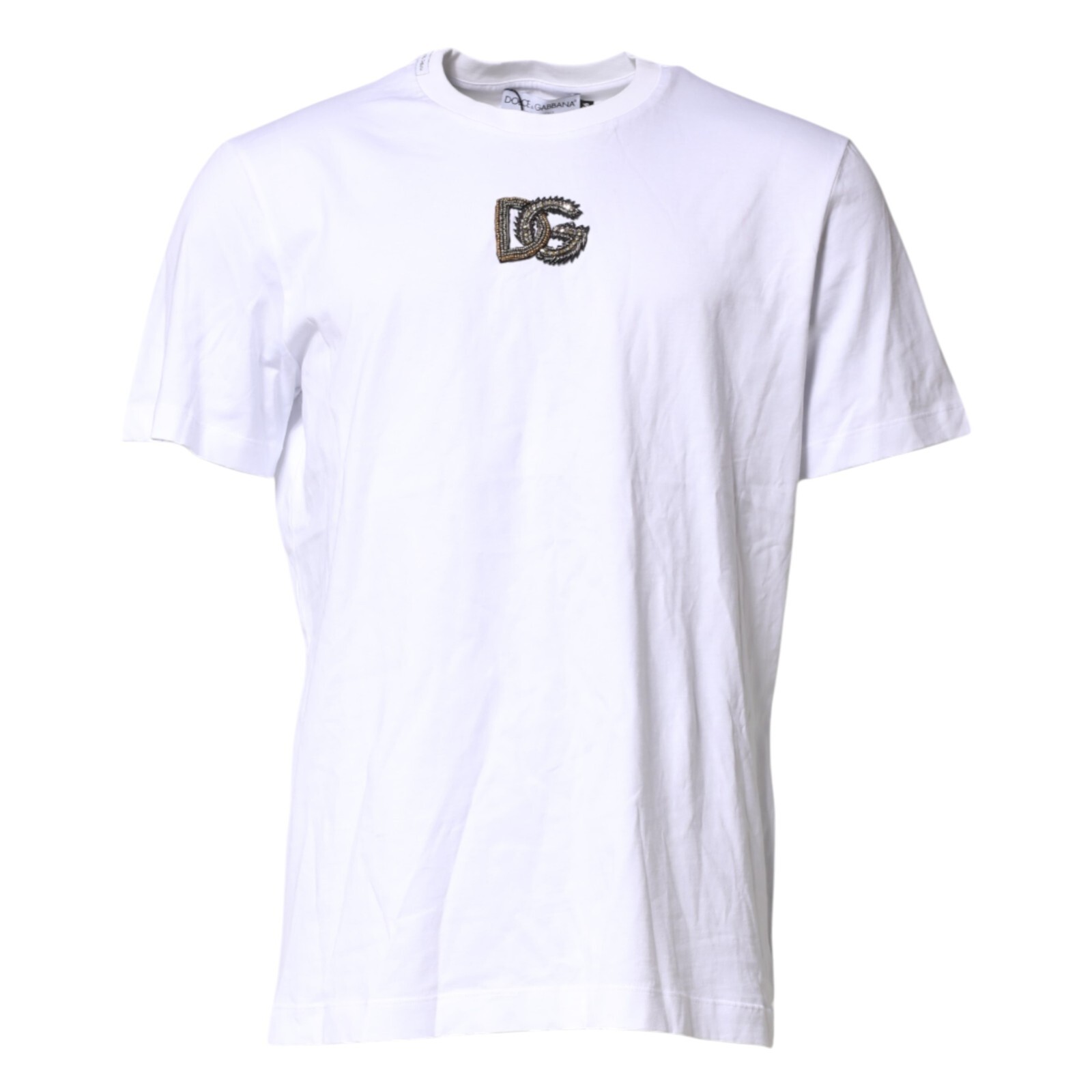 DOLCE & GABBANA T-shirt White Logo Embroidery Crew Neck Men