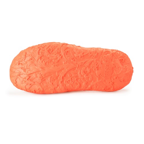 Pre-owned Versace Men's Orange Baroque Medusa Head Embossed Pool Slide Flip Flops Shoes