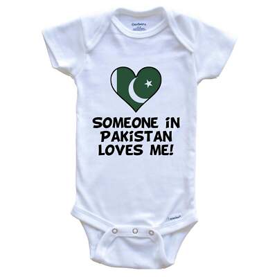 Someone In Pakistan Loves Me Pakistani Flag Heart One Piece Baby Bodysuit