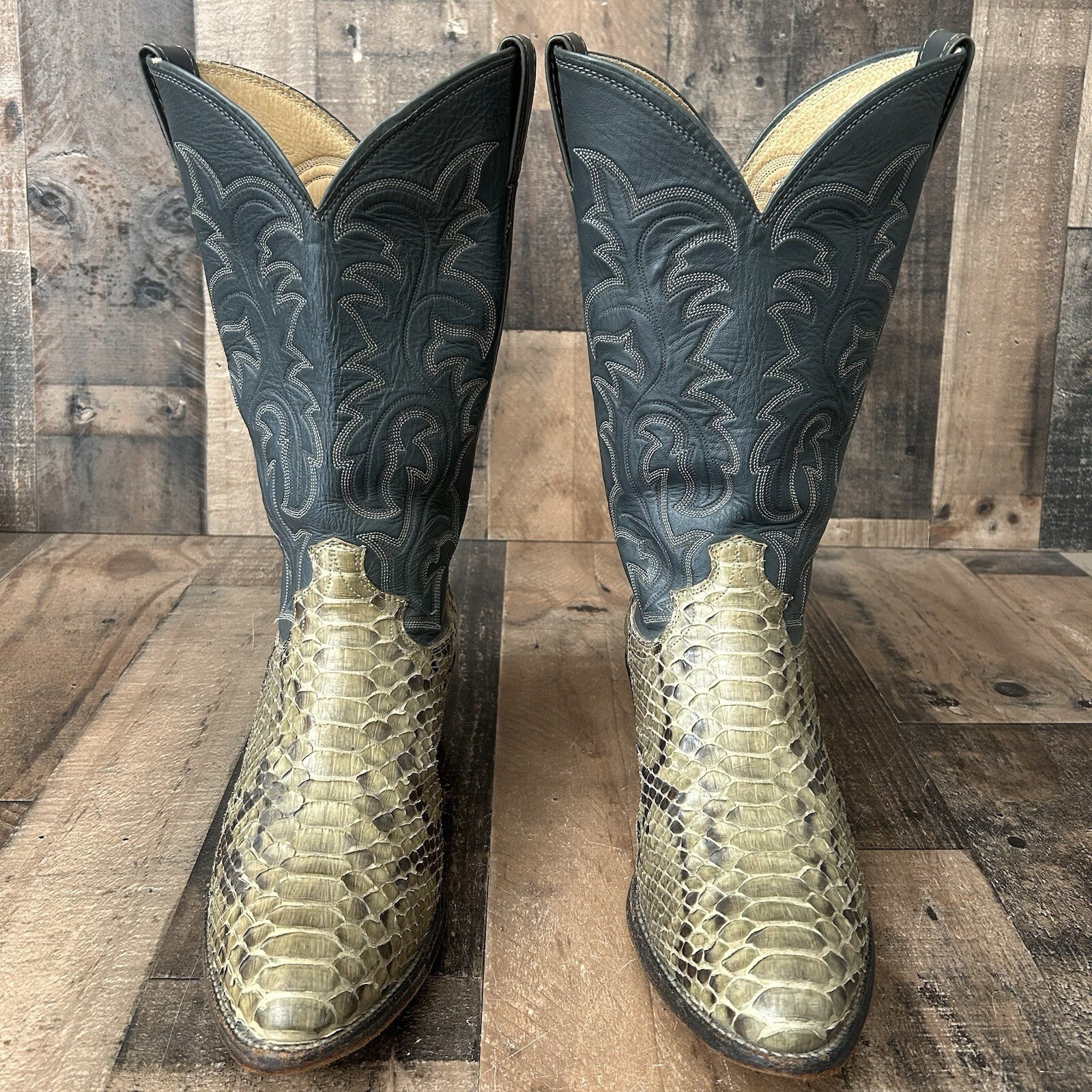 Justin Vintage Snakeskin Western Cowboy Boots Mens 11 E | eBay