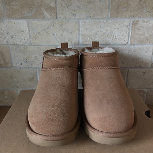 Pre-owned Ugg Classic Ultra Mini Chestnut Water-resistant Suede Boots Size Us 9 Women In Brown