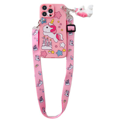 For iPhone Samsung Huawei Cartoon Doll Stand Holder +Strap Girl Phone Case Cover
