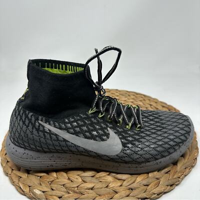 Nike LunarEpic Flyknit Shield Running Shoes Black Metallic Silver Size 11 Men's