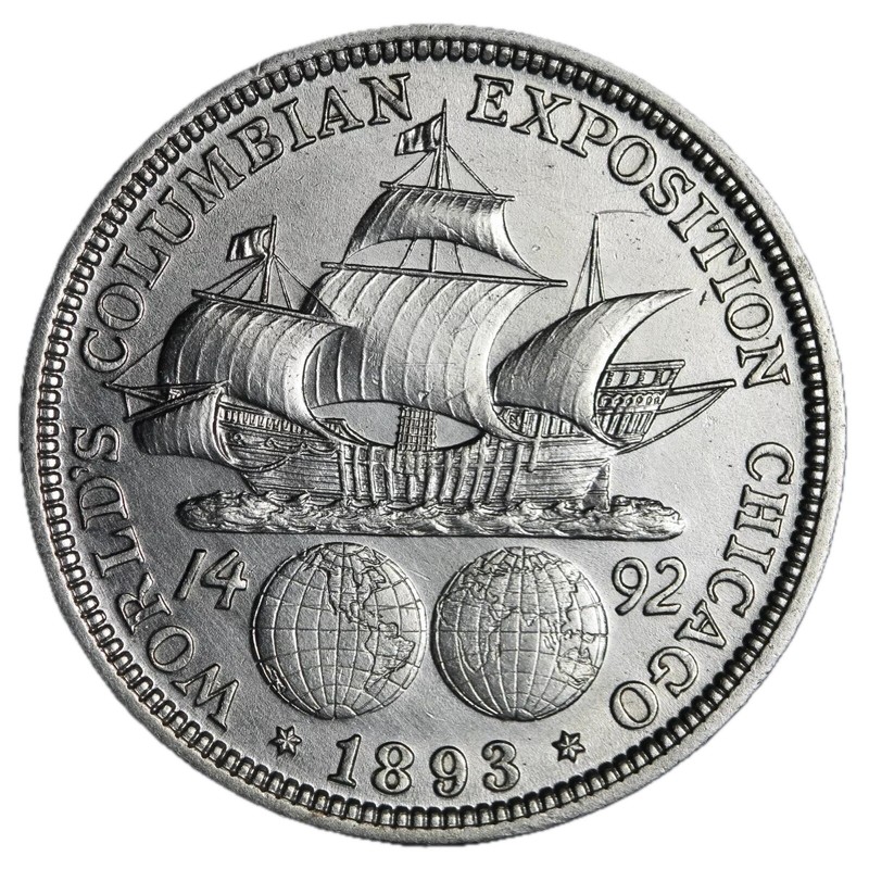額 1893 Columbian Exposition Silver Half Dollar XF / AU FIRST MINTED