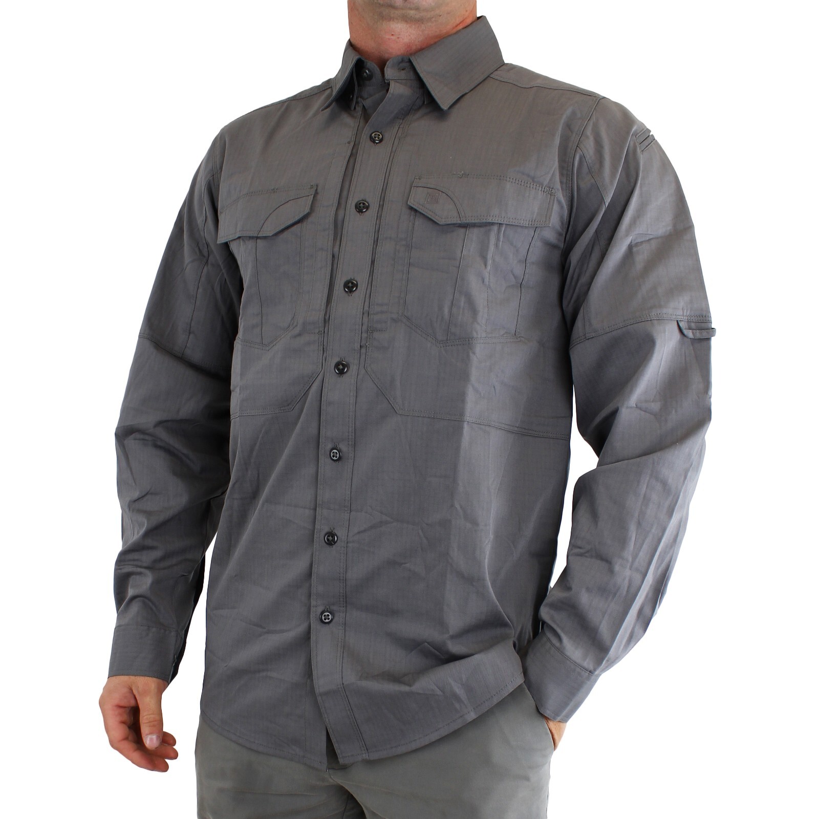 5.11 Stryke Men's Tactical Shirt Long Sleeve Button-Up, Rip-Stop, Multi-Pockets
