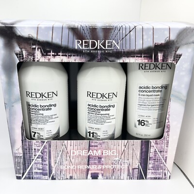 Redken Acidic Bonding Concentrate Shampoo, Conditioner & Leave-In Treatment SET