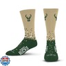 For Bare Feet NBA MILWAUKEE BUCKS Spray Zone Crew Sock Team Color YOUTH
