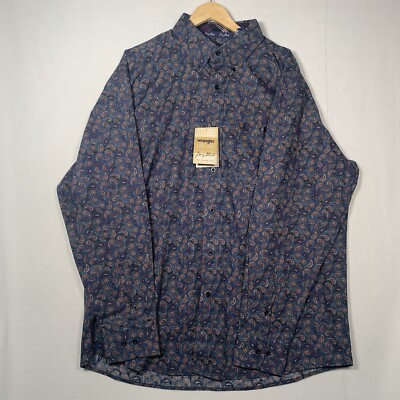 Wrangler George Straight Collection Western Long Sleeve Button Shirt XL Paisley