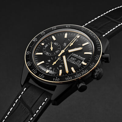 Pre-owned Louis Erard Louiserard Sportive, M, Strp, Blk Chrno-d,s/s Blk Gld-b,m A