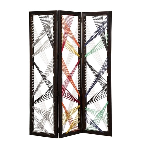 Многоцветная ширма из ткани и Дерева размером 61 X 1,5 X 72 Дюйма
