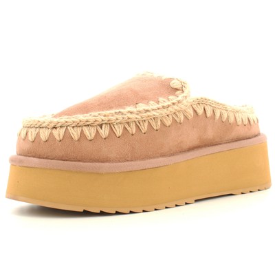 Pre-owned Mou A24us Women's Slipper Mu.fw681004a Clog Eskimo Platform In Beige