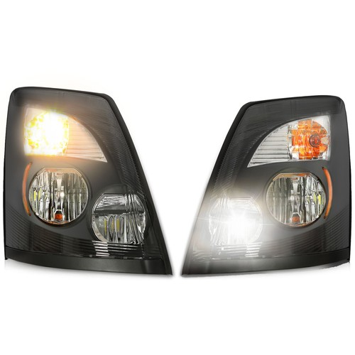 For Volvo VNL VNM 2004-18 Black 6000K LED Left & Right Side Headlights HeadLamps