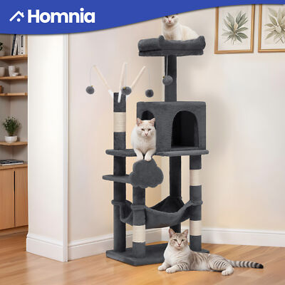 44'' Cat Tree Tower Large Playing Scratcher House Condo Scratching Post Dark Gray