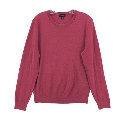 REISS Wessex Sweater Cherry Pink 100% Extra Fine Merino Wool Men's Size LARGE