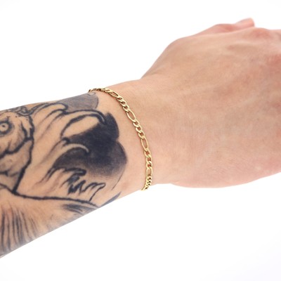 10K Yellow Gold 3.5mm Figaro Chain Bracelet or Anklet Mens Women 7" 8" 9"