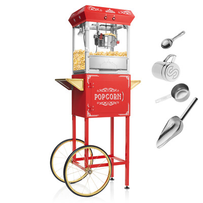 OPEN BOX - Vintage Style Popcorn Popper with Cart and 6-Ounce Kettle - Red