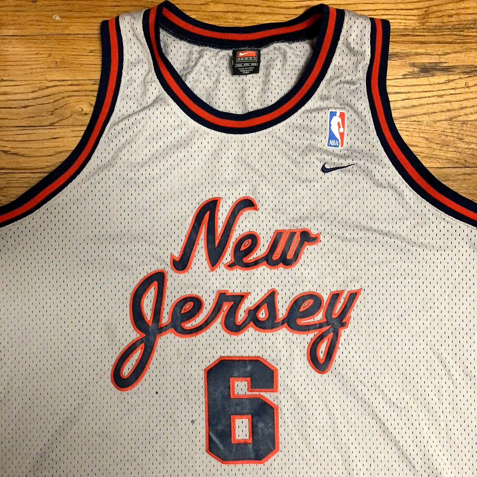 NIKE NBA new jersey NETS シューティングシャツ Lサイズ VTG Nike Team Kenyon Martin #6 New Jersey Nets NBA Sewn