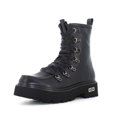 Pre-owned Cult A23us Women's Combat Boots With Platform Clw390800 Slash 3908 Mid W Leather In Black