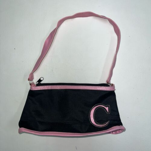 VINTAGE Y2K 90s Purse Shoulder Bag Initial C Black Pink VINTAGE Y2K 90s Purse Shoulder Bag Initial C Black Pink